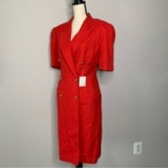 NWOT Spiegel 80s Vintage Red Blazer Tuxedo Dress - Picture 6 of 14